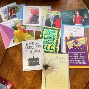 Assorted cards - Birthday, Get well, thinking of you, Thank you. Total 16